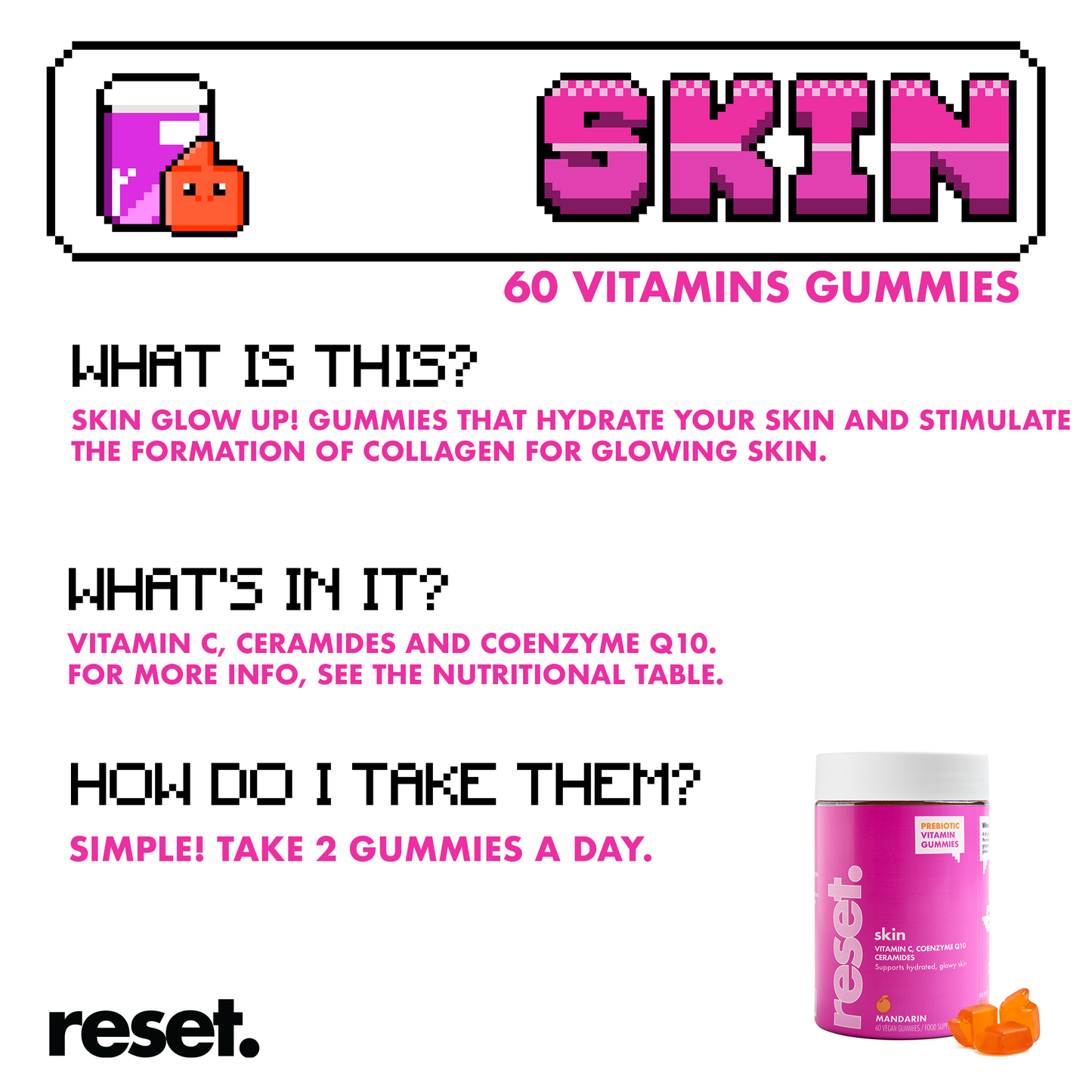 RESET Skin Vitamins Gummies Tangerine Flavour 🍊