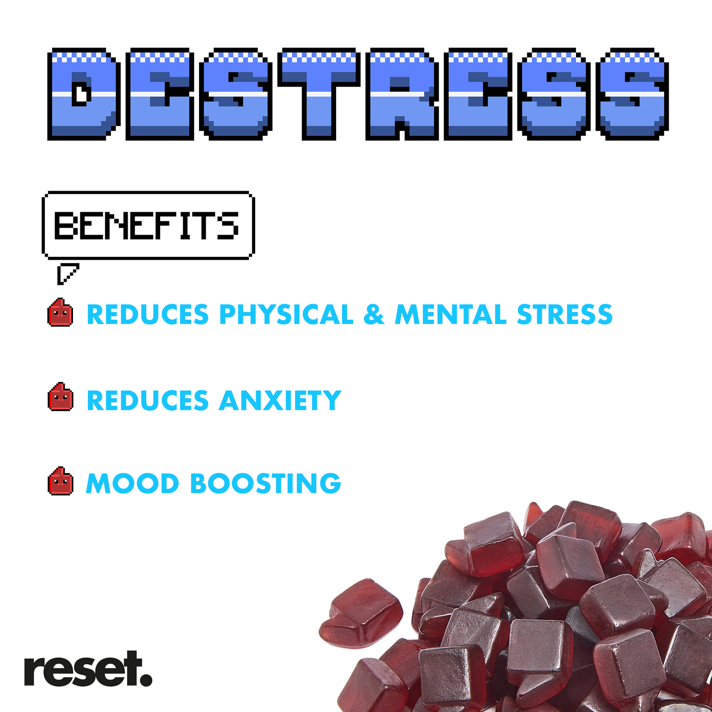 RESET Destress Vitamins Gummies Blueberry Flavour 💙